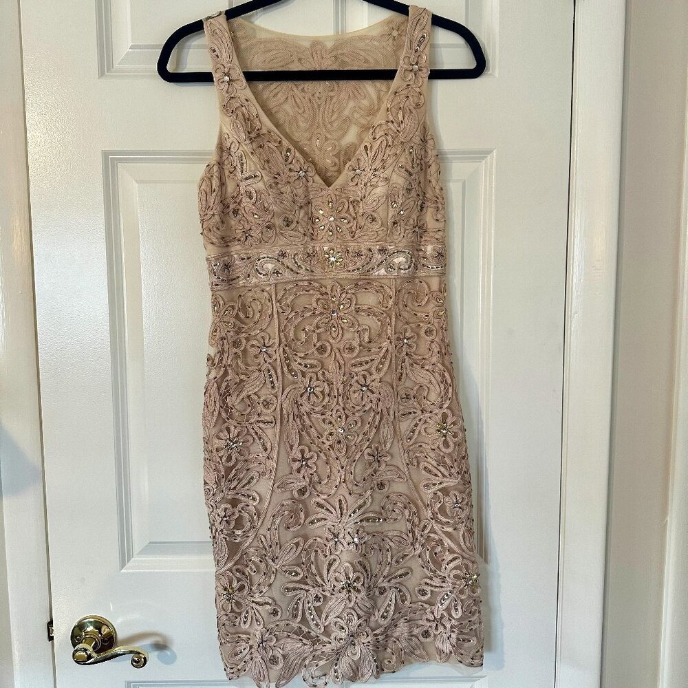 Sleeveless Sue Wong Nude Cocktail Dress (Size 6)